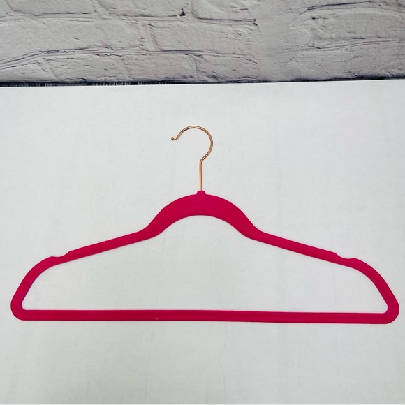 Hot Pink Velvet Slim Line No Slip Hangers with Rose Gold Tops (set of 6) - Picture 4 of 4